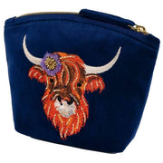 powder-highland-cow-embroidered-velvet-mini-pouch---navy-blueorangebeige-35503908