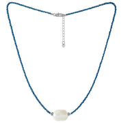 Pearls of the Orient Oblong Pearl Crystal Necklace - Blue/White