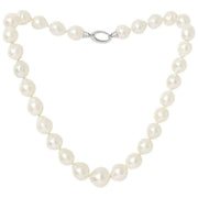 Pearls of the Orient Single Strand Almost Round Freshwater Pearl Necklace - Silver/White