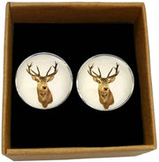 Bassin and Brown Stags Head Cufflinks - Brown/White