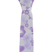 Michelsons of London Oversized Floral Polyester Tie and Pocket Square Set - Purple