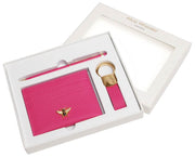 Alice Wheeler London Bow Card Holder Key Ring and Pen Luxury Gift Set - Hot Pink