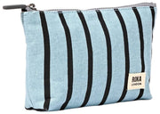 Roka Maida Vale Small Cotton Canvas Pouch - Blue Stripe