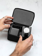 Stackers Zipped Medium Travel Watch Box - Black