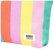 Roka Maida Vale Medium Cotton Canvas Pouch - Wide Multi Stripe