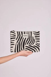 Hindbag Ema Medium Zipped Pouch - Zebra Cream