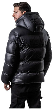 Helvetica Mountain Pioneers Silver 2 Hooded Down Jacket - Black