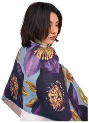 Powder Hellebore Lux Print Scarf - Blue