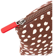 Roka Maida Vale Medium Cotton Canvas Pouch - Brown Dot