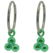 ti2-titanium-triple-bead-charm-hoop-earrings---green-34330757