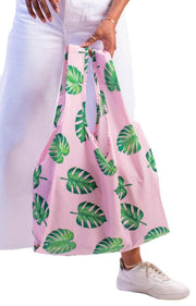 Kind Bag London Medium Reusable Bag - Palms Pink/Green