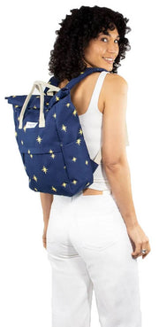 Kind Bag London Hackney Embroidered Medium Backpack - Navy Stars