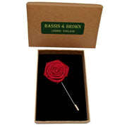 Bassin and Brown Rose Jacket Lapel Pin - Wine Red