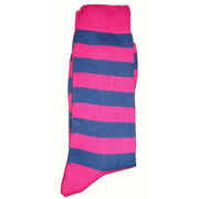 Bassin and Brown Striped Midcalf Socks - Pink/Blue