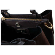 Franchetti Bond Clara Medium Tote Bag  - Chocolate Suede/Dollaro