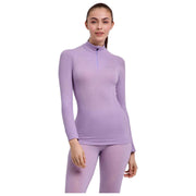 Falke Long Sleeved Wool Tech Regular Fit Zip Shirt - Light Lilac