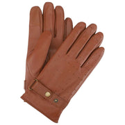Isotoner Perforated Leather Strap Gloves - Tan