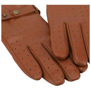 Isotoner Perforated Leather Strap Gloves - Tan