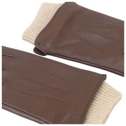 Isotoner Premium Rib Knit Cuff Leather Gloves - Brown