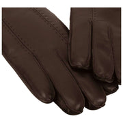 Isotoner Stitch Detail Leather Gloves - Chocolate Brown