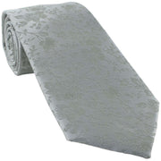 Michelsons of London Delicate Floral Wedding Tie and Pocket Square Set - Silver