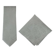 Michelsons of London Ornate Jacquard Silk Tie and Pocket Square Set - Silver