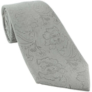 Michelsons of London Ornate Jacquard Silk Tie and Pocket Square Set - Silver