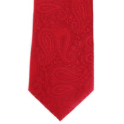Michelsons of London Tonal Polyester Paisley Pocket Square and Tie Set - Bright Red