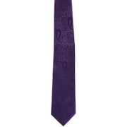 Michelsons of London Tonal Polyester Paisley Pocket Square and Tie Set - Purple