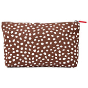 Roka Maida Vale Medium Cotton Canvas Pouch - Brown Dot