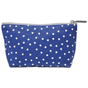 Roka Maida Vale Small Cotton Canvas Pouch - Navy Polka Dot