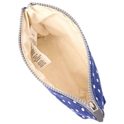Roka Maida Vale Small Cotton Canvas Pouch - Navy Polka Dot