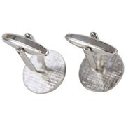 David Van Hagen Rhodium Plated Mother of Pearl Round Porthole Cufflinks  - White/Silver