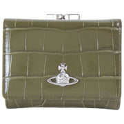 Vivienne Westwood Croc Embossed Small Frame Purse - Khaki