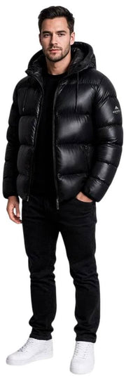 Helvetica Mountain Pioneers Edge Hooded Down Jacket - Black