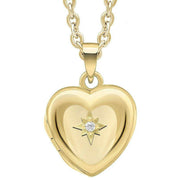 Beginnings Gold Plated Starburst Heart Locket Pendant - Gold