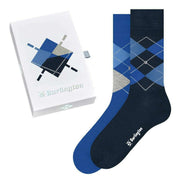 Burlington Argyle Basic Gift Box Socks - Blue/Black