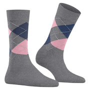 Burlington Covent Garden Socks - Concrete Grey/Pink