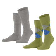 Burlington Everyday Argyle Mix 2-Pack Socks - Moss Green/Grey