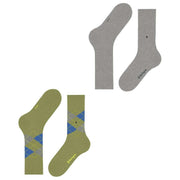 Burlington Everyday Argyle Mix 2-Pack Socks - Moss Green/Grey