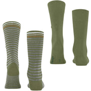 Burlington Everyday Stripe Mix 2-Pack Socks - Salvia Green