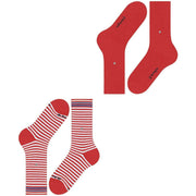 Burlington Everyday Stripe Mix 2-Pack Socks - Tulip Red