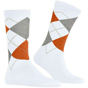 Burlington Rib Court Socks - White/Orange