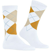 Burlington Rib Court Socks - White/Yellow