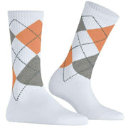 Burlington Rib Courtside Socks - White/Orange