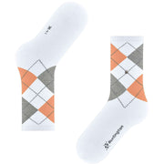 Burlington Rib Courtside Socks - White/Orange