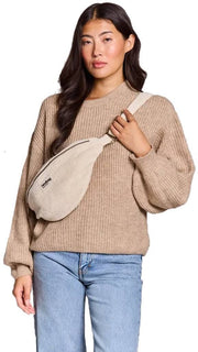 Hindbag Sasha Large Velvet Bum Bag - Cream