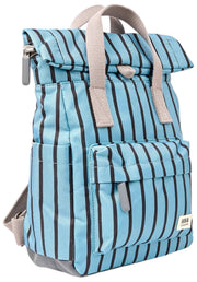 Roka Canfield B Small Recycled Canvas Backpack - Blue Stripe