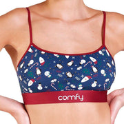 Comfyballs Cotton Crop Bra - Christmas Blue