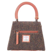 Das Impex Harris Tweed Mini Leather Satchel Bag - Tan/Brown